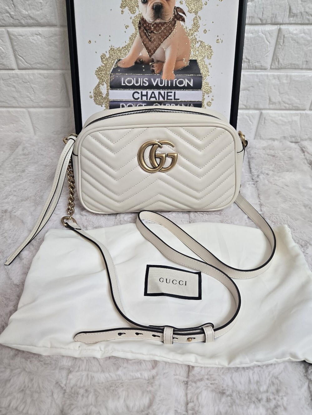 🔥 Gucci Cream GG Marmont Camera Small Shoulder Bag NEW!🔥